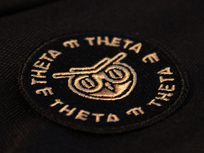 Theta Pi Theta owl patch badge bird black brand branding embroidery golden identity logo logotype owl patch