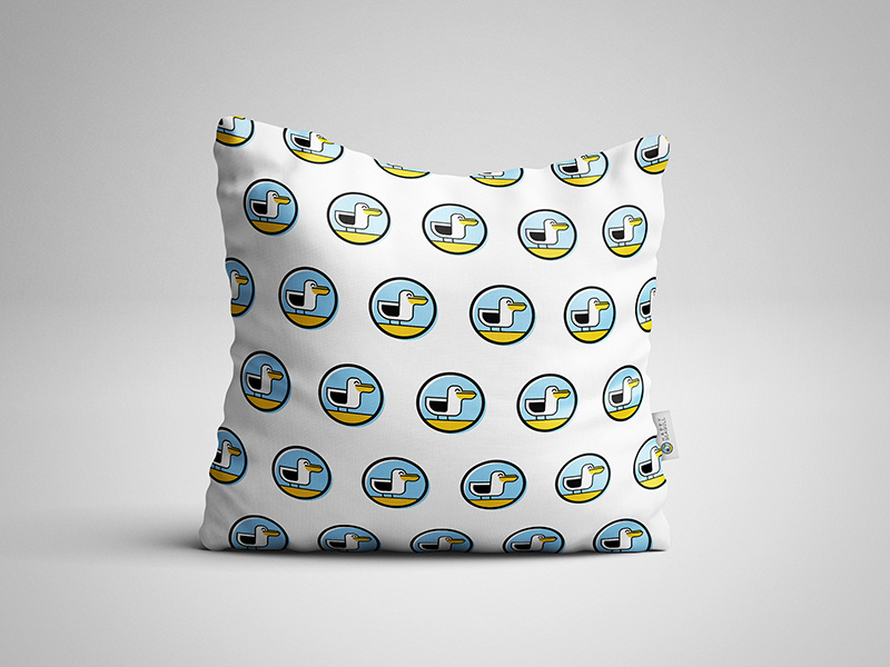 Happy Seagull pillow vector modern mark mascot logo identity fun design colorful branding bird animal