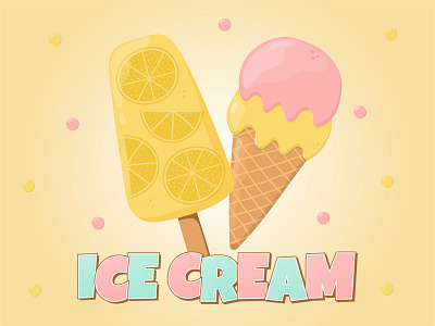 Tasty Ice Cream bright cafe colorful cone dessert flat design flavour graphic design holiday ice cream illustration menu popsicle summer sundae sweet tasty treat vector waffle