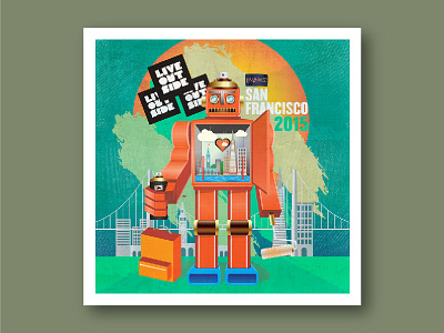 Robot Poster color design illustration poster typography