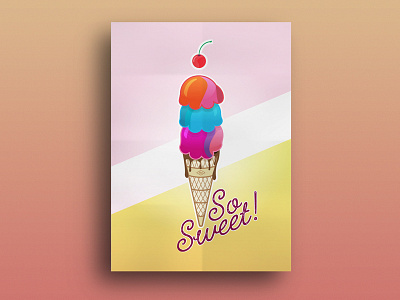 The ice cream cone color design illustration