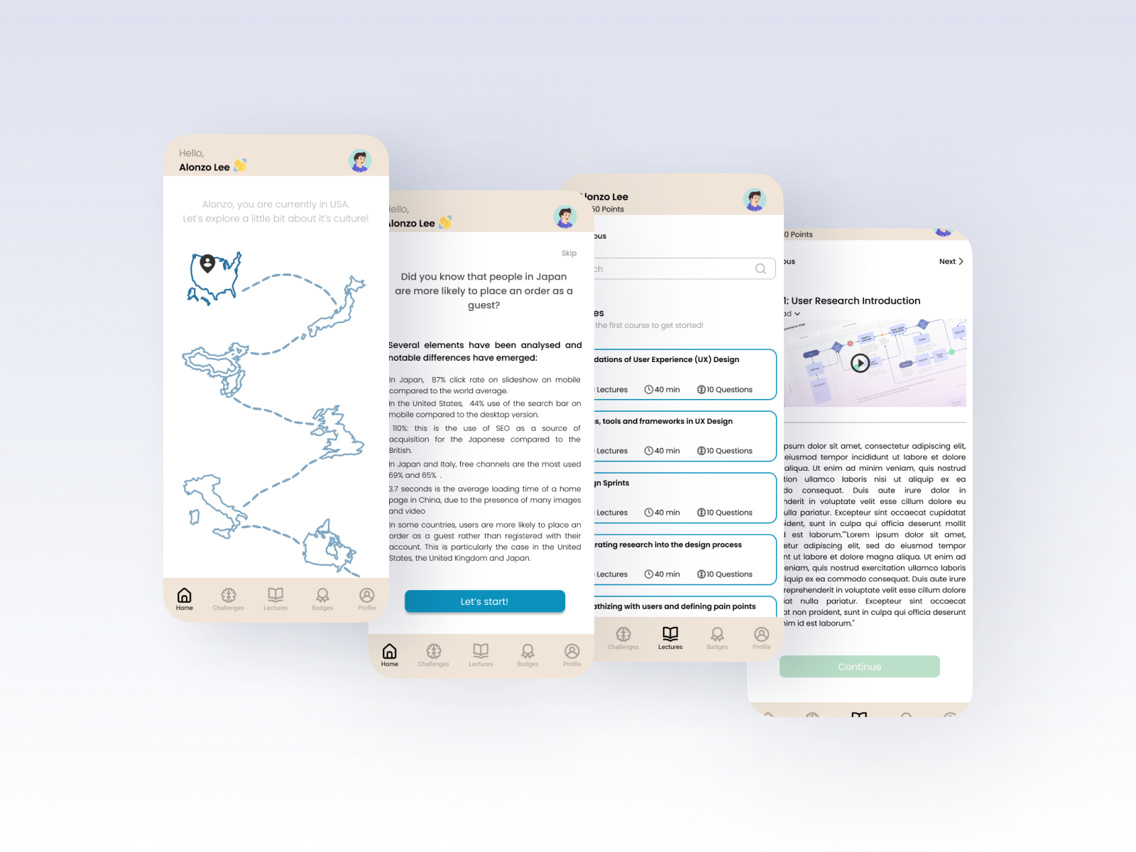 Learning UI/UX app by Makedonka Eftimova on Dribbble