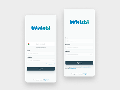 01 Log in and sign up - Whisbi daily ui daily ui 001 dailyui log in log in ui login ui sign up sign up ui signup ui whisbi