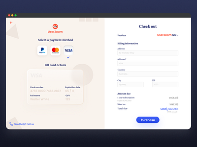 02 Check out - UserZoom card checkout form checkout page daily ui dailyui dailyui 002 glassmorphism userzoom