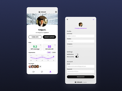 05 & 06 User profile + Settings - Videoask daily ui 005 daily ui 006 dailyui dailyui005 dailyui006 settings typeform user profile userprofile videoask