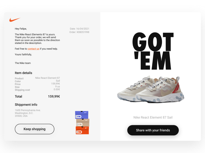 Nike 2025 snkrs receipt