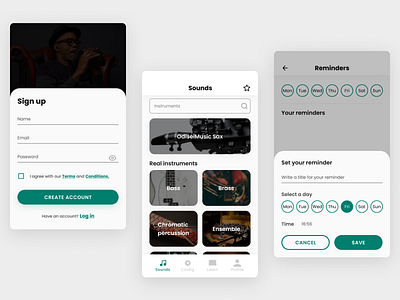 03 Odisei Music App - Reinventing the saxophone app app redesign music odisei odisei music redesign saxo saxofon saxophone ui ui design