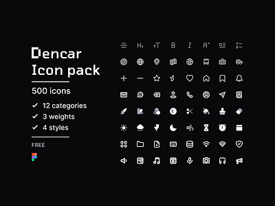 Dencar Icon Pack - 500 FREE icons figma figma community free free icons free resources icon icon pack icon set iconpack iconset