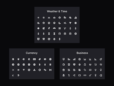 Dencar Icon Pack - Weather & Time, Currency, Business business currency figma free icon icon pack icon set iconpack icons iconset resource time weather