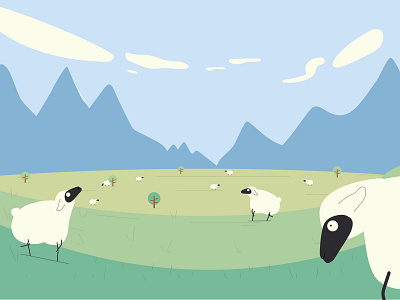 White sheep in the field ai app branding design graphic design illustration logo typography ui ux vector