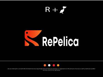 Replica Modern Logo -Brand Identity apps logo bird logo brand identity branding business logo flat logo graphic graphic design illustration logo logo and branding logo folio logo inspirations logo maker logo trends 2021 logo type modern logo motion graphics pelican bird logo pelican logo