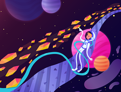 Space illustration #2 adobe illustrator adobe xd app design character design design figma flat flat illustration graphic design ill illustration space space illustration ui vector vector illustration web illustration