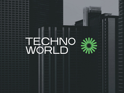 Logo "Techno world" design illustration logo minimal typography