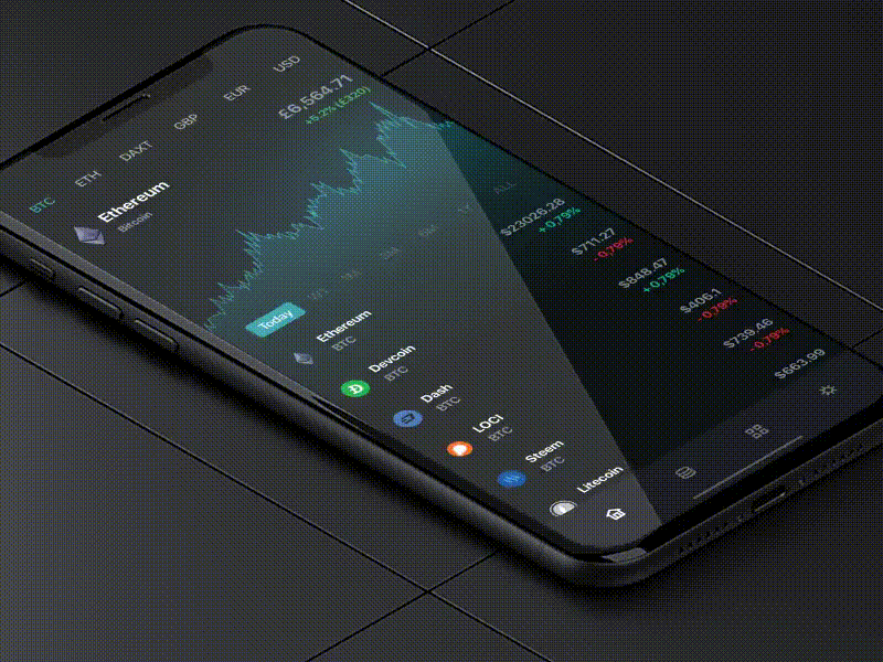 Crypto App candlestick crypto currency crypto exchange crypto trading finance interaction design mobile mobile animation mobile app design particles sci fi
