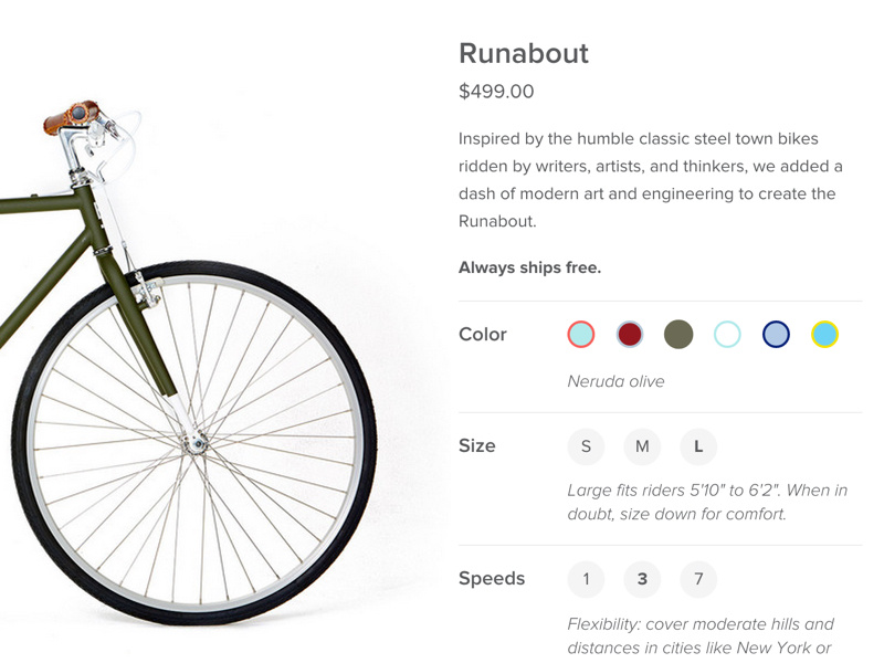 Brilliant Bicycle Product Page by Tyson Gach for thoughtbot on Dribbble