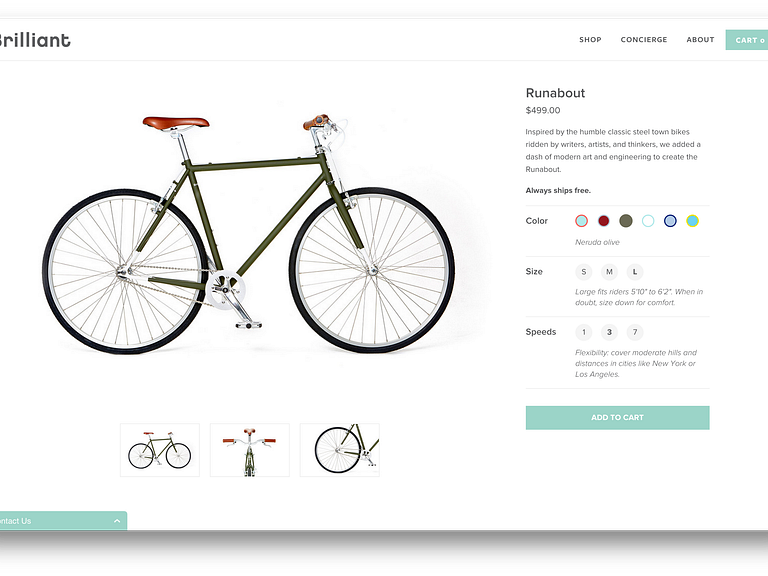 Brilliant Bicycle Product Page by Tyson Gach for thoughtbot on Dribbble