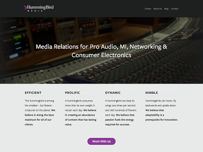 Hummingbird Media Website freight sans pro hero homepage