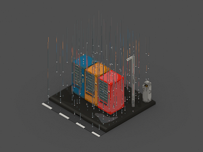 Voxel experiment | Vending machines 3d art illustration rain vending machines voxel voxelart