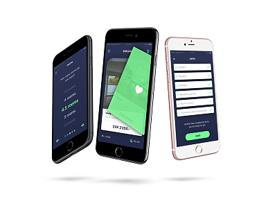 iOS App - Rent blue design green ios mobile real estate rental sketch