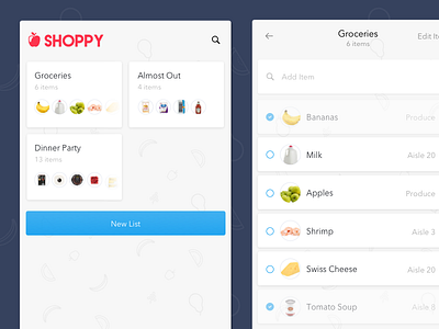 Grocery shopping app concept by Andrea Dyck on Dribbble