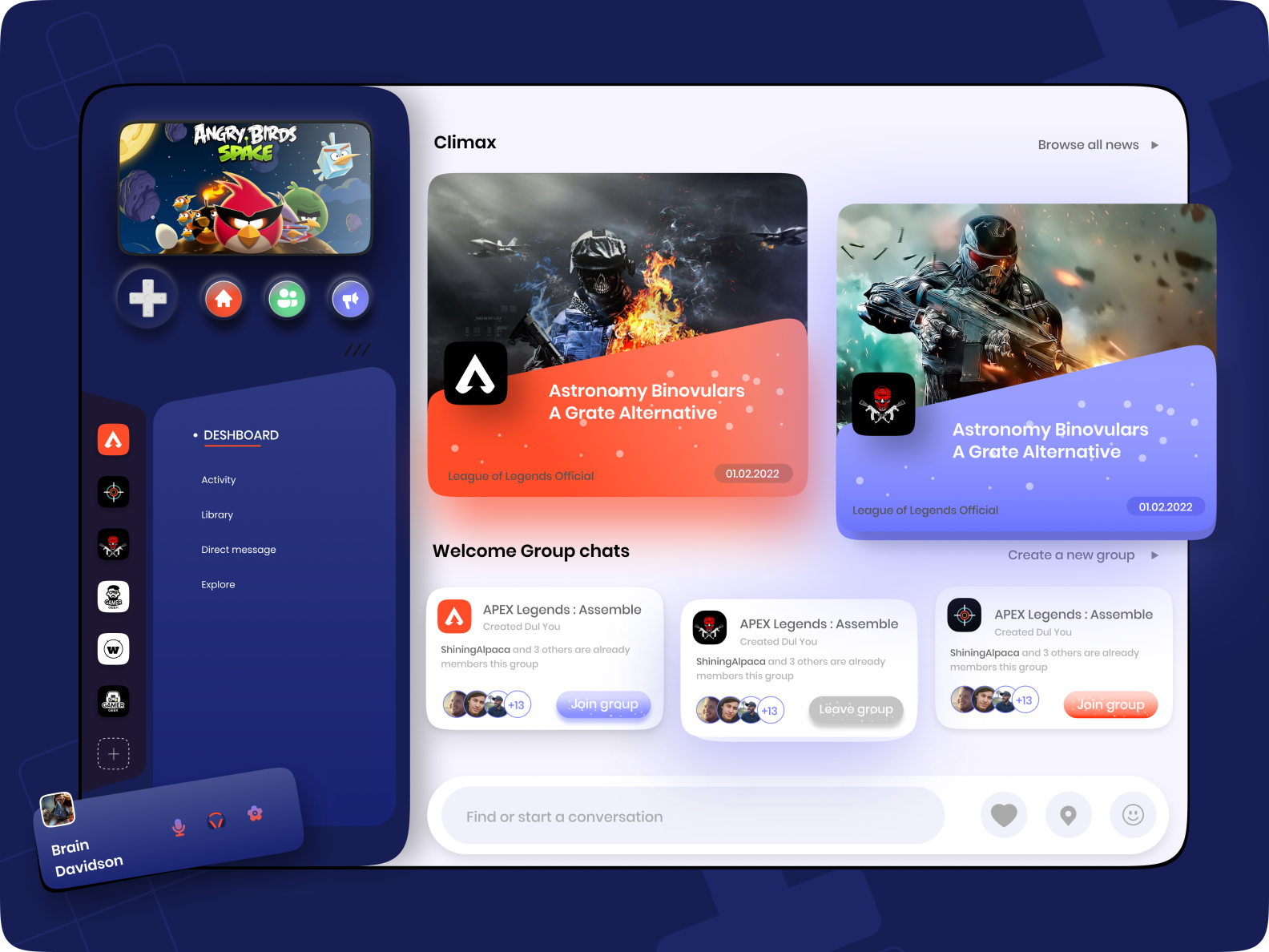 Video-Gaming-Community-Platform Dashboard By Hussain Emon On Dribbble