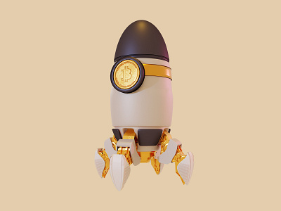 3D Illustration Rocket Bitcoin Theme