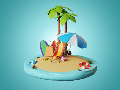 3D Illustration Summer Theme 3d icon 3d illustration 3d summer