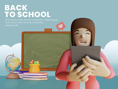 3D Illustrasi Back To School 3d 3d charakter 3d illustration back to school branding design ui