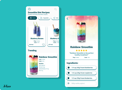 Smoothie app design fruits mobile smoothie ui ux