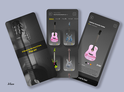 Guitar product app bali design guitar mobile music product ui ux vector