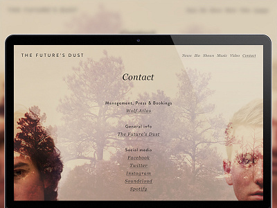 Website shot for The Future's Dust