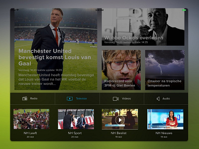 Multimedia menu for Local News App app design interface ipad media news peperzaken tablet ui ux