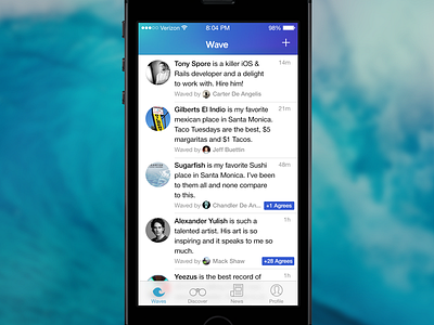 Wave ios ios 7 personal project social wave app