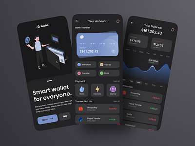 Swallet - Mobile Banking App balance bank banking cash check coins credit credit card debit finance financial mobile app money money transfer pay payment traffic transaction visa wallet