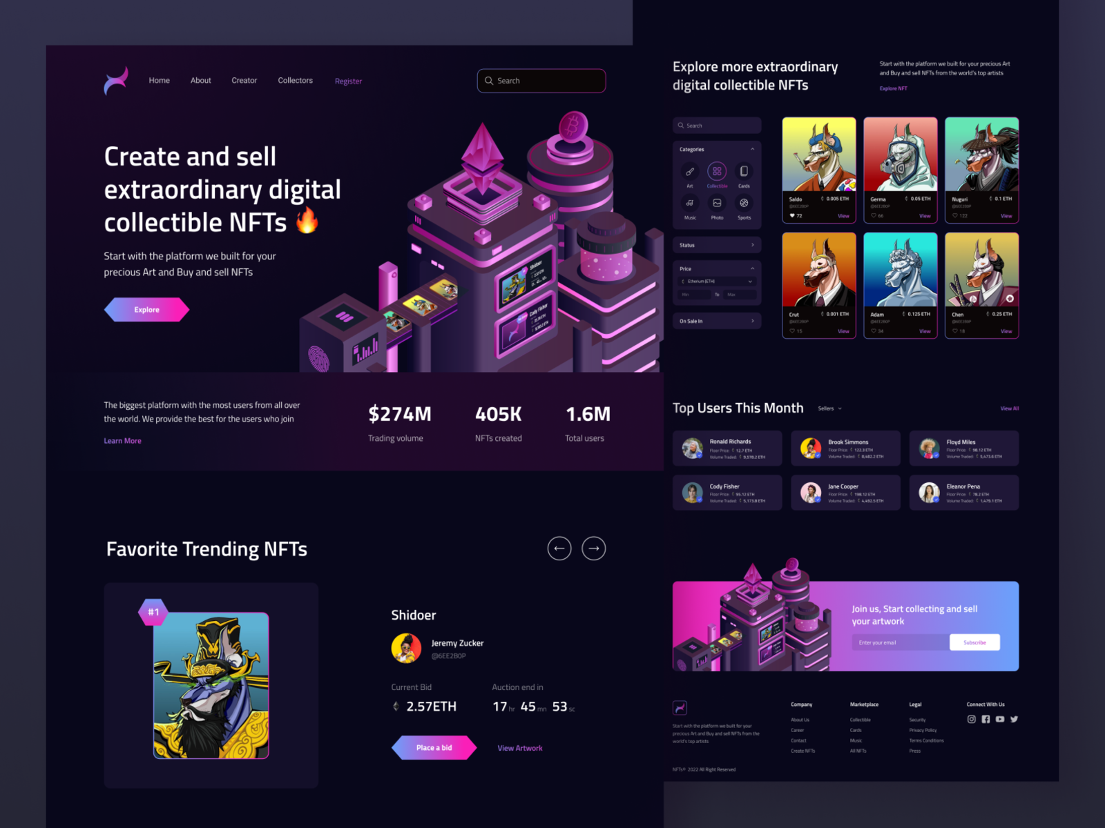 NFT Marketplace Website art bitcoin coin dark eth etherium illustration isometric marketplace nft token website