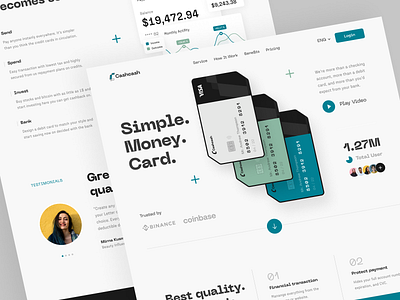 Cashcash - Finance Landing Page bank business card cash clean credit debit features finance financial header market money payment ui web web design website