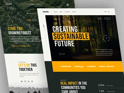 Forestree - Health & Environment Landing Page branding clean design environment explore forest future header health logo map milestone sustainable trash tree ui web website