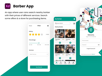 Barber App app design design mobile design ui ux