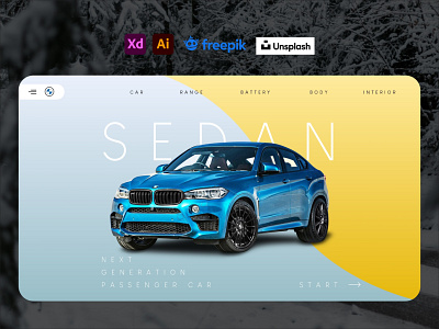 BMW sedan car website landing page adobe xd bmw cars website design illustrator landing page sedan car ui ux website design