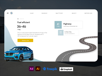 Fuel Capacity on Highway | Car website car design fuel illustration landing page ui ux website design