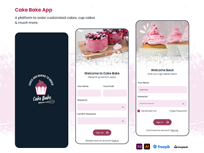 Customized Cake App - Cake Bake app design bakery cake customized cake design illustration mobile design ui ux