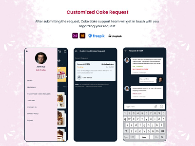 Customized Cake Request - Cake Bake app design cake calendar customized cake design illustration landing page mobile design ui ux