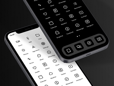 iOS 14 BOLD Icon Set black gumroad ios app design ios14 ios14homescreen iphone12 white