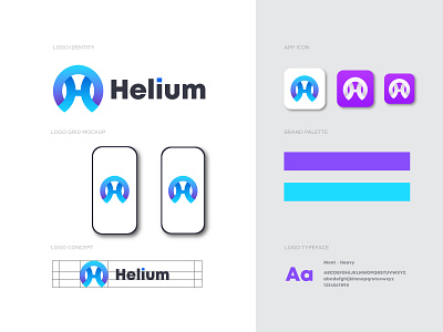 Branding H Letter | Helium Logo abcdefghij app icon app logo art brand identity branding branding and identity clean gradient logo grid logo h icon h letter h logo klmnopqrstuvwxyz letter mark logo logo branding logo maker minimal logo modern logo