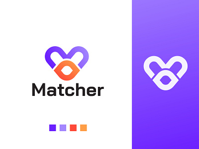 Matcher Logo ( M Letter + Love Icon )