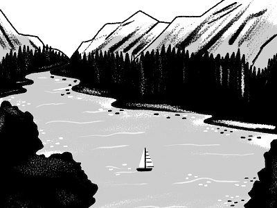 Vessel black forest illustration illustrator ink inktober lake landscape mountains pencil picture texture vessel