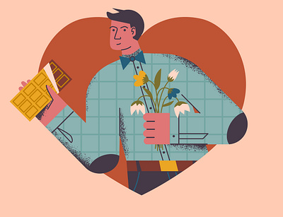 Flowers&Chocolate⁣⁣ 14feb challenge character chocolate concept design flowers illustration illustrator inspiration love man texture valentines day vector