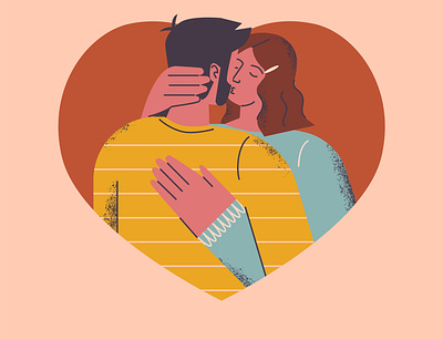 Hugs & kisses 14feb art challenge art work characters concept couple design hug illustration illustrator kiss love texture valentines day vector