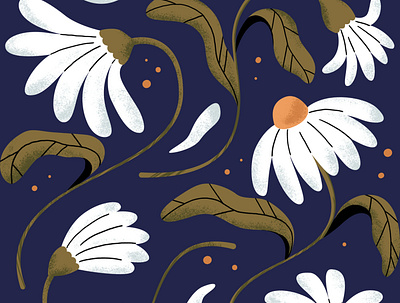 Daisy dreams bloom cjallenge daisy design flat flowers freelance illustration juneinbloom2022 packaging pattern texture vector