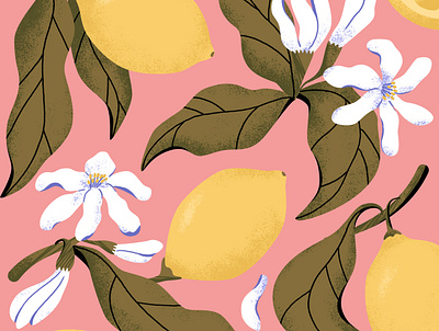 Lemons bloom design flowers freelance illustration illustrator lemon packaging design pattern texture vector